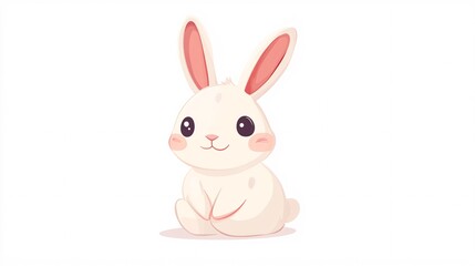 Adorable cartoon bunny with large eyes and fluffy white fur, sitting cutely against a white background.