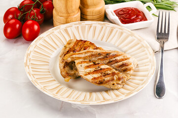 Grilled pork steak with sauce
