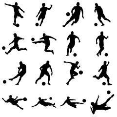 Vector football soccer players silhouettes