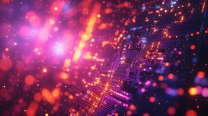 Obraz premium Vibrant Glowing Circuitry Abstract Symbolizing Digital Energy and Connectivity