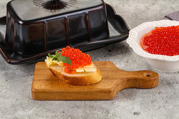 Luxury toast with red caviar