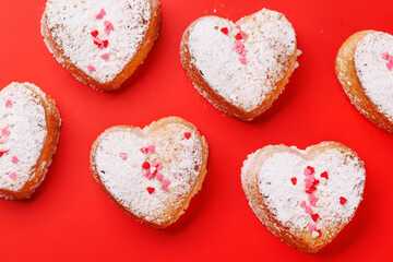 Delightful homemade heart-shaped cookies, perfectly crafted for Valentines Day