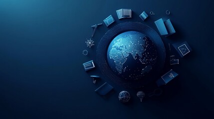 Fototapeta premium Global network digital education resources