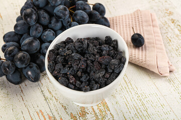 Dry ripe sweet blue raisin