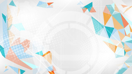 Abstract background made from colorful geometric shapes, halftones dots and lines