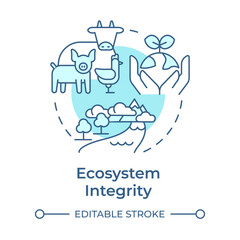 Ecosystem integrity soft blue concept icon. Biodiversity measurement. Balance of natural processes. Round shape line illustration. Abstract idea. Graphic design. Easy to use in article