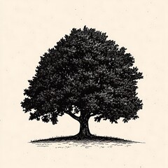 Fototapeta premium A detailed illustration of a large tree with a dense canopy.