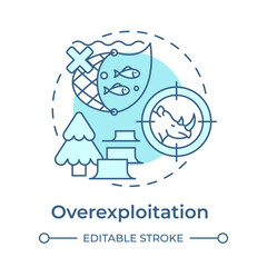 Overexploitation soft blue concept icon. Biodiversity loss cause. Unsustainable use of natural resources. Round shape line illustration. Abstract idea. Graphic design. Easy to use in article