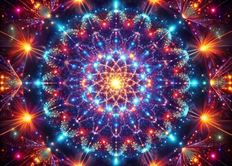 Fototapeta premium Symmetrical Glow Particles VJ Loop: Kaleidoscopic Dynamic Visuals