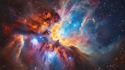 Obraz premium Cosmic Nebula Displays Vivid Colors And Stars