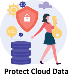 Protect Cloud data Vector illustration which can easily modify or edit