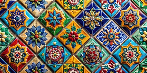 Vibrant Geometric Ceramic Tile Background - Multicolored Mosaic Texture