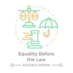 Law equality duo tone concept icon. Equal protection, legal system. Legislation, justice. Round two color outline illustration. Abstract vector design. Easy to use in infographic, presentation