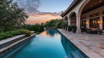 Fototapeta premium luxury home with large swimming pool and patio