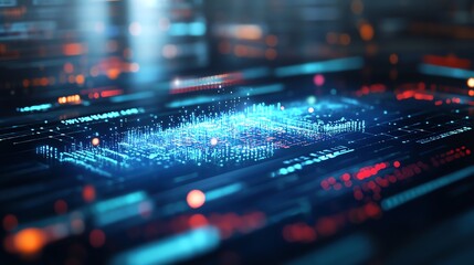 Digital Data Stream:  Abstract Cyberpunk Circuitry Glow