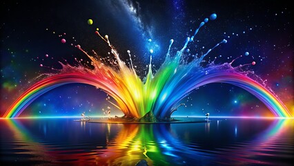 Fototapeta premium Vibrant Rainbow Splash on White Background - Stock Photo