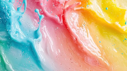 Spray of colorful ice cream liquid.