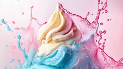 Spray of colorful ice cream liquid.