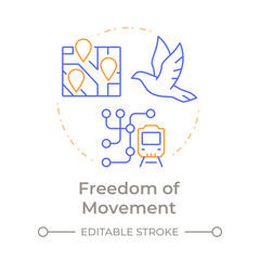 Movement freedom duo tone concept icon. Urban transport, transportation. Navigation, travel. Round two color outline illustration. Abstract vector design. Easy to use in infographic, presentation