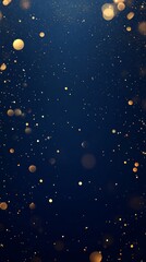 A mesmerizing display of golden particles against a deep navy background, creating an enchanting and festive atmosphere.
