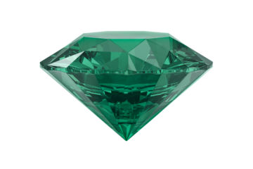 Green diamond with high quality, transparent background