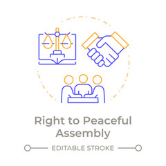 Peaceful assembly right duo tone concept icon. Human rights, social movement. Round two color outline illustration. Abstract vector design. Easy to use in infographic, presentation