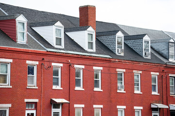 old brick wall apartment buildings in the city
