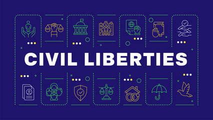 Civil liberties blue word concept. Social equality. Government, society. Safety, protection. Visual communication. Vector art with lettering text, editable glyph icons. Hubot Sans font used