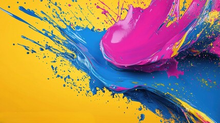 A vibrant abstract paint splash background with bold colors, great for making your graphics stand out with energy and creativity. © ilham