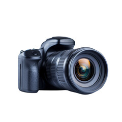 Fototapeta premium Professional DSLR camera with lens on a black background
