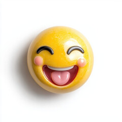 Fototapeta premium cheerful yellow emoji icon with big smile and laughing expression, perfect for communication