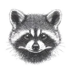 Obraz premium A detailed illustration of a raccoon's face.