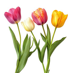 Fototapeta premium Beautiful tulips isolated on white