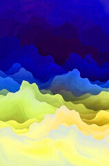 Art oil and acrylic smear canvas painting. Abstract texture pastel color remaining Ukrainian flag in blue and yellow