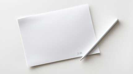 White texture  stick paper with pen on white background