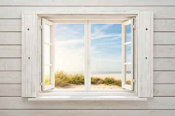 White wooden over summer window background