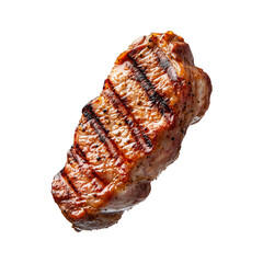 Juicy grilled lamb leg with bone, seared to perfection, showing char marks, isolated on white transparent background. Concept of gourmet meat cuisine
