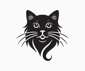 minimalist silhouette of a cat in black and white