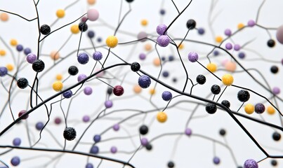 Abstract colorful spheres on branches.