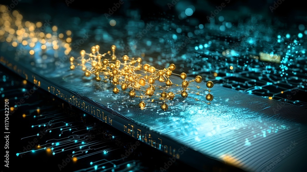 Poster dynamic quantum graph overlay visualizing the process of solving complex optimization problems withi