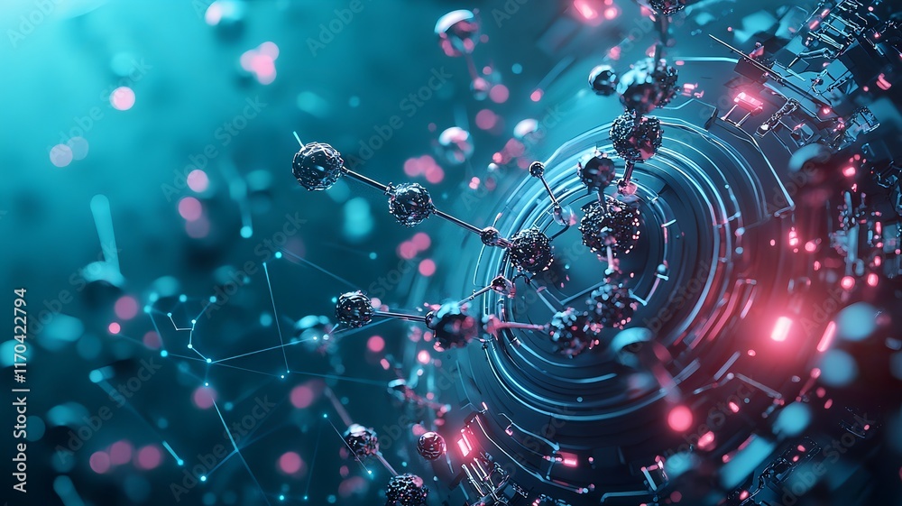 Poster dynamic quantum graph overlay visualizing the process of solving complex optimization problems withi