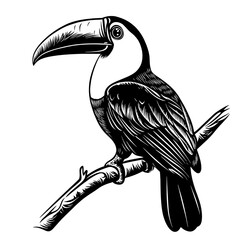 Obraz premium A stylized illustration of a toucan perched on a branch.