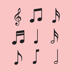 Stylish Black music tone silhouettes