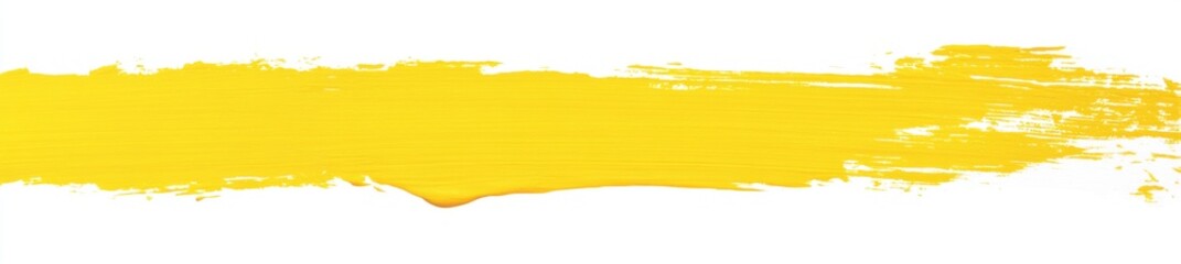 A long horizontal brush stroke in a yellow color on a white background