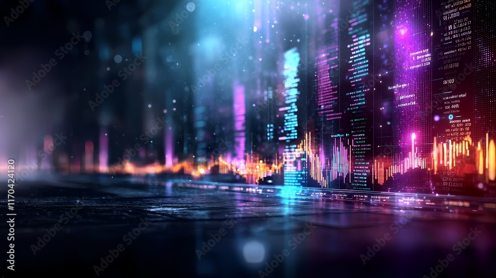 Poster detailed quantum simulation of economic forecasting with glowing virtual twin models displaying gdp 