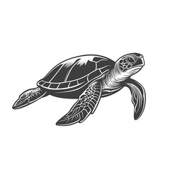 Obraz premium A stylized illustration of a turtle swimming gracefully.