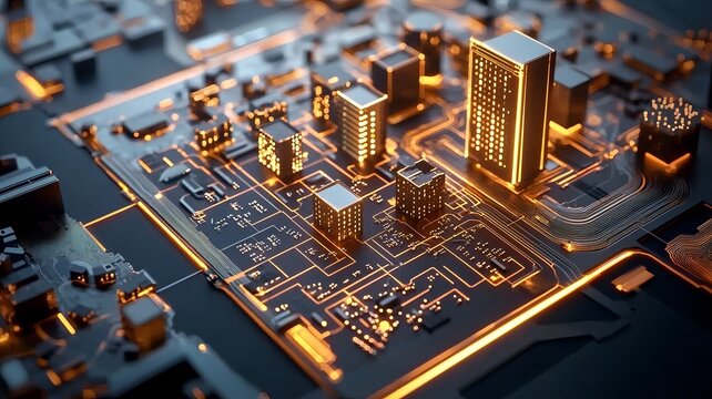 A photograph showcasing the concept of quantum enhanced urban traffic forecasting featuring a dynamic visualization of glowing city grids and data driven traffic flow models