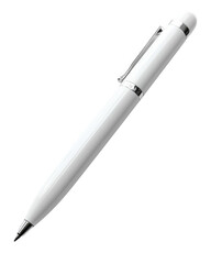 sleek white pen with shiny silver clip, perfect for writing