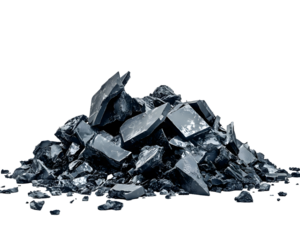 Pile of Dark Gray Crystalline Fragments Isolated On A White Background, PNG Transparent