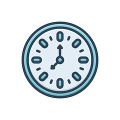 Color illustration icon for clock